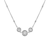 Round White Lab-Grown Diamond G-H SI Rhodium Over Sterling Silver Station Necklace 0.10ctw
