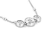 Round White Lab-Grown Diamond G-H SI Rhodium Over Sterling Silver Station Necklace 0.10ctw