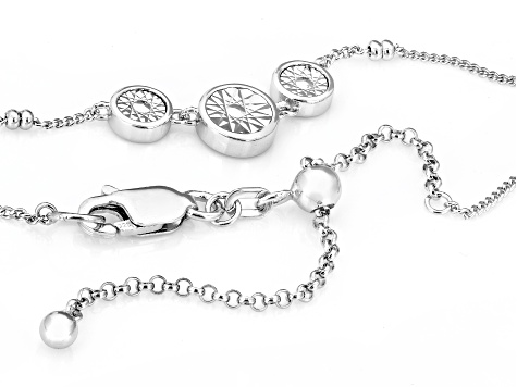 Round White Lab-Grown Diamond G-H SI Rhodium Over Sterling Silver Station Necklace 0.10ctw