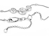Round White Lab-Grown Diamond G-H SI Rhodium Over Sterling Silver Station Necklace 0.10ctw