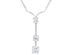Round White Lab-Grown Diamond G-H SI Rhodium Over Sterling Silver 3-Stone Y Necklace 0.80ctw