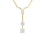 Round White Lab-Grown Diamond G-H SI 18K Yellow Gold Over Sterling Silver 3-Stone Y Necklace 0.80ctw