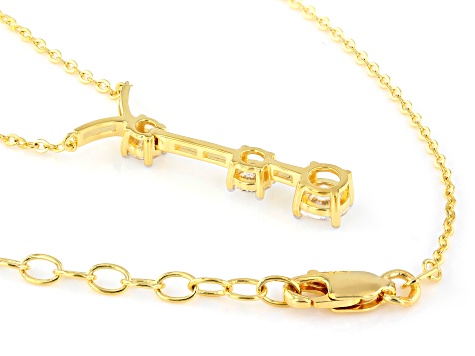 Round White Lab-Grown Diamond G-H SI 18K Yellow Gold Over Sterling Silver 3-Stone Y Necklace 0.80ctw