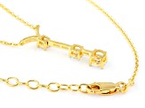 Round White Lab-Grown Diamond G-H SI 18K Yellow Gold Over Sterling Silver 3-Stone Y Necklace 0.80ctw