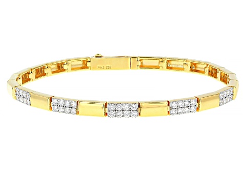 Round White Lab-Grown Diamond G-H SI 18K Yellow Gold Over Sterling Silver Tennis Bracelet 1.00ctw