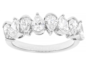 Pear Shape White Lab-Grown Diamond F VS2 14K White Gold Band Ring 1.60ctw