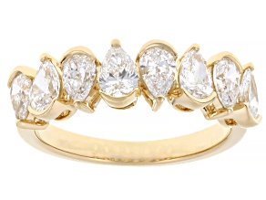 Pear Shape White Lab-Grown Diamond F VS2 14K Yellow Gold Band Ring 1.60ctw