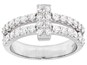 Round White Lab-Grown Diamond G-H VS Rhodium Over Sterling Silver Ring 1.00ctw