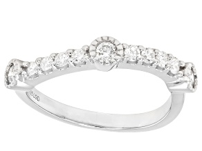 Round White Lab-Grown Diamond G-H VS Rhodium Over Sterling Silver Ring 0.45ctw