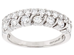 Round White Lab-Grown Diamond G-H VS Rhodium Over Sterling Silver Ring 1.00ctw