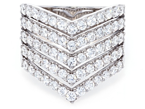 Round White Lab-Grown Diamond G-H VS Rhodium Over Sterling Silver Ring 2.00ctw