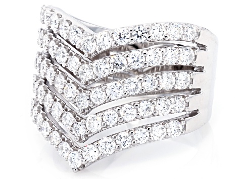 Round White Lab-Grown Diamond G-H VS Rhodium Over Sterling Silver Ring 2.00ctw