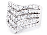 Round White Lab-Grown Diamond G-H VS Rhodium Over Sterling Silver Ring 2.00ctw