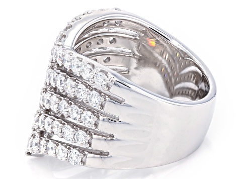 Round White Lab-Grown Diamond G-H VS Rhodium Over Sterling Silver Ring 2.00ctw
