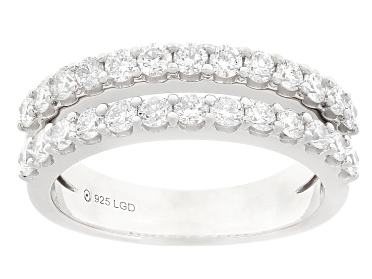 Round White Lab-Grown Diamond G-H VS Rhodium Over Sterling Silver Ring 1.00ctw