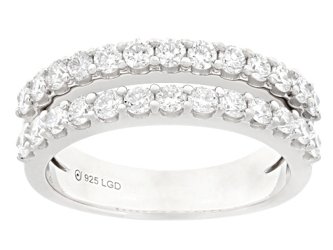 Round White Lab-Grown Diamond G-H VS Rhodium Over Sterling Silver Ring 1.00ctw