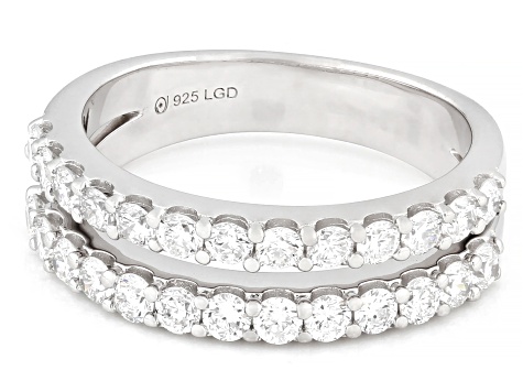 Round White Lab-Grown Diamond G-H VS Rhodium Over Sterling Silver Ring 1.00ctw