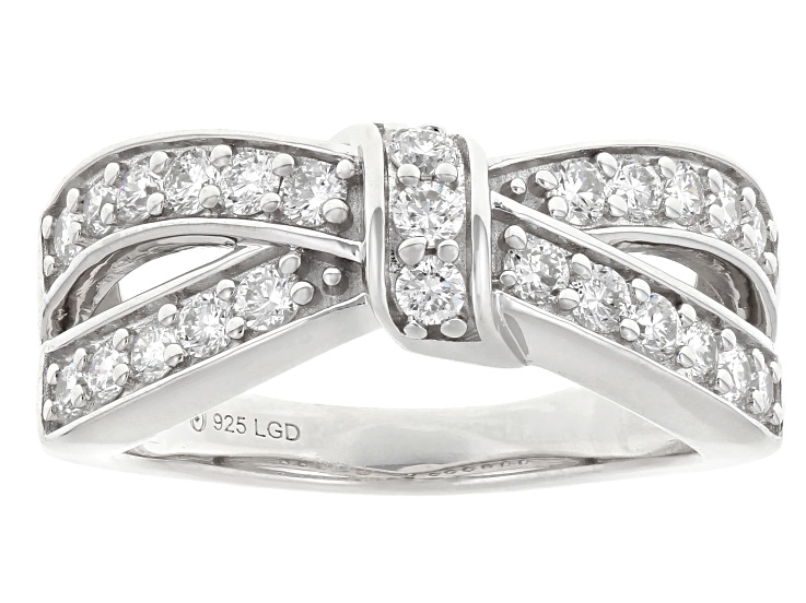 Round White Lab-Grown Diamond G-H VS Rhodium Over Sterling Silver Ring 0.95ctw