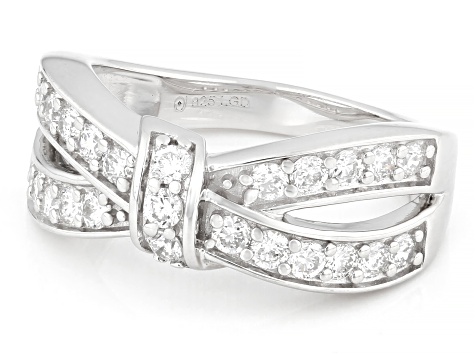 Round White Lab-Grown Diamond G-H VS Rhodium Over Sterling Silver Ring 0.95ctw