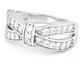 Round White Lab-Grown Diamond G-H VS Rhodium Over Sterling Silver Ring 0.95ctw