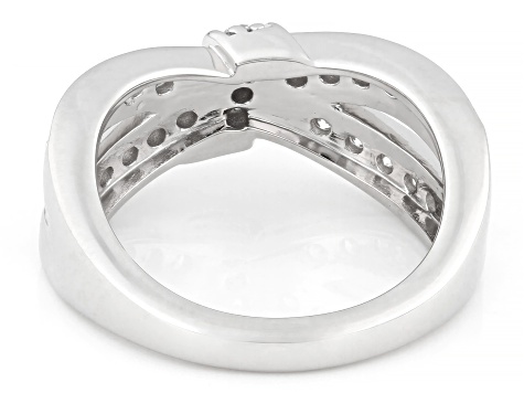 Round White Lab-Grown Diamond G-H VS Rhodium Over Sterling Silver Ring 0.95ctw