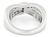 Round White Lab-Grown Diamond G-H VS Rhodium Over Sterling Silver Ring 0.95ctw