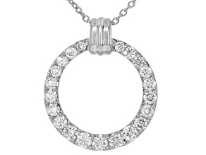 Round White Lab-Grown Diamond G-H VS Rhodium Over Sterling Silver Circle Pendant With Chain 1.00ctw