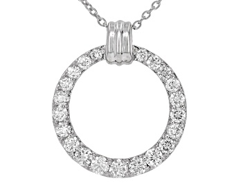 Picture of Round White Lab-Grown Diamond G-H VS Rhodium Over Sterling Silver Circle Pendant With Chain 1.00ctw