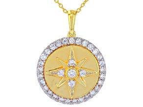 Round White Lab-Grown Diamond G-H VS 14K Yellow Gold Over Sterling Silver Pendant With Chain 1.00ctw