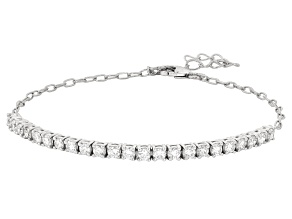 Round White Lab-Grown Diamond G-H VS Rhodium Over Sterling Silver Bracelet 1.60ctw
