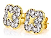 White Lab-Grown Diamond G-H VS 14K Yellow Gold Over Silver Clover Earrings, Pendant W/Chain 2.00ctw