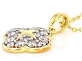 White Lab-Grown Diamond G-H VS 14K Yellow Gold Over Silver Clover Earrings, Pendant W/Chain 2.00ctw