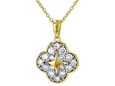 White Lab-Grown Diamond G-H VS 14K Yellow Gold Over Silver Clover Earrings, Pendant W/Chain 2.00ctw