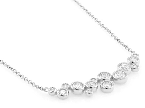 Round White Lab-Grown Diamond G-H SI Rhodium Over Sterling Silver Necklace 0.85ctw