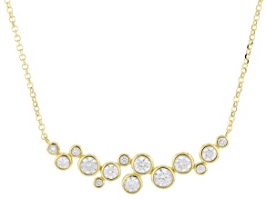 Round White Lab-Grown Diamond G-H SI 18K Yellow Gold Over Sterling Silver Necklace 0.85ctw