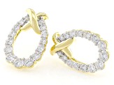 Round White Lab-Grown Diamond G-H SI 18K Yellow Gold Over Sterling Silver Earrings 1.50ctw