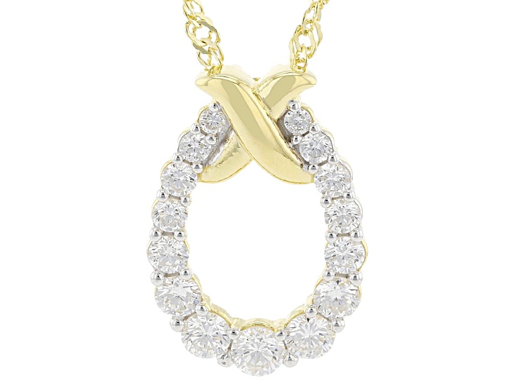 Round White Lab-Grown Diamond G-H SI 18K Yellow Gold Over Sterling Silver Pendant With Chain 0.75ctw