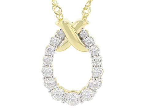Round White Lab-Grown Diamond G-H SI 18K Yellow Gold Over Sterling Silver Pendant With Chain 0.75ctw