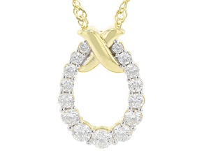 Round White Lab-Grown Diamond G-H SI 18K Yellow Gold Over Sterling Silver Pendant With Chain 0.75ctw