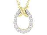 Round White Lab-Grown Diamond G-H SI 18K Yellow Gold Over Sterling Silver Pendant With Chain 0.75ctw
