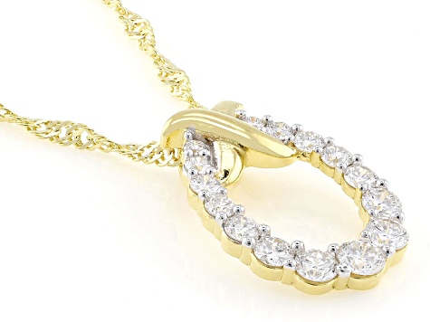 Round White Lab-Grown Diamond G-H SI 18K Yellow Gold Over Sterling Silver Pendant With Chain 0.75ctw