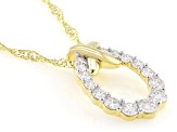 Round White Lab-Grown Diamond G-H SI 18K Yellow Gold Over Sterling Silver Pendant With Chain 0.75ctw