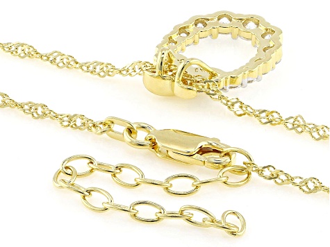 Round White Lab-Grown Diamond G-H SI 18K Yellow Gold Over Sterling Silver Pendant With Chain 0.75ctw
