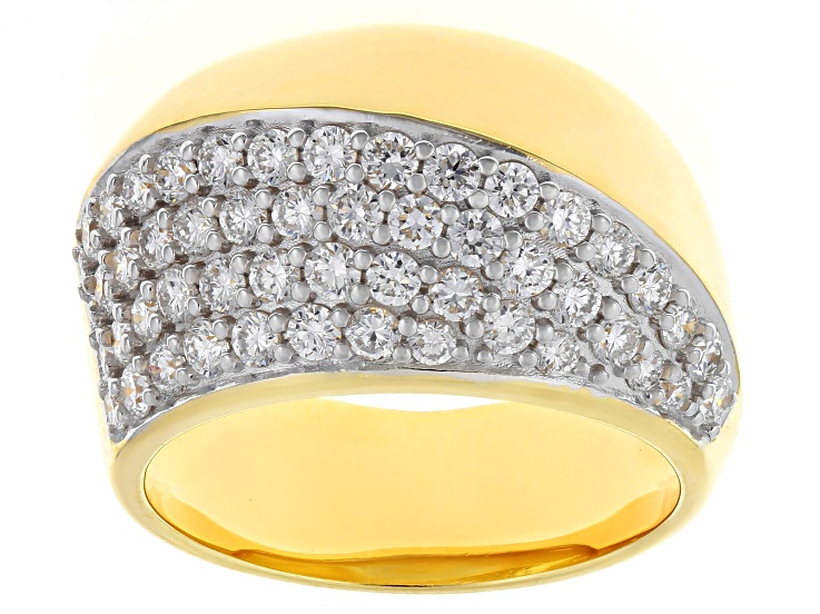 Round White Lab-Grown Diamond G-H SI 18K Yellow Gold Over Sterling Silver Ring 1.15ctw