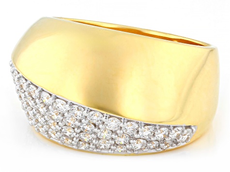 Round White Lab-Grown Diamond G-H SI 18K Yellow Gold Over Sterling Silver Ring 1.15ctw