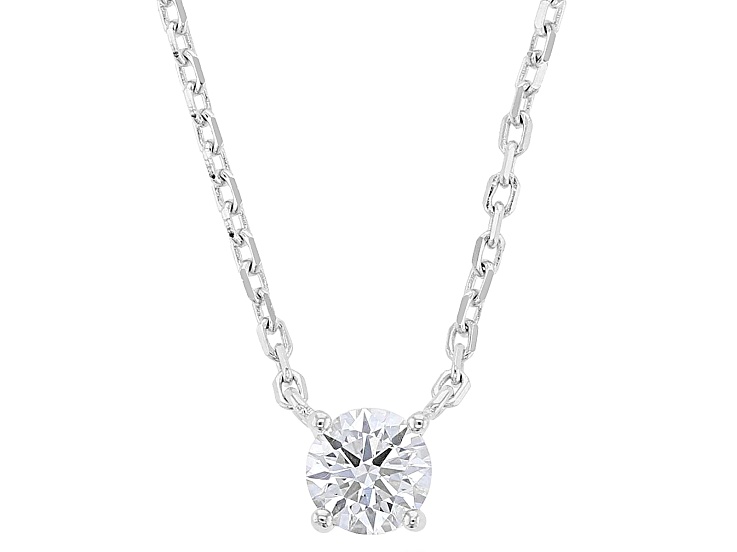 Round White Lab-Grown Diamond G-H SI Rhodium Over Silver Necklace 0.25ct