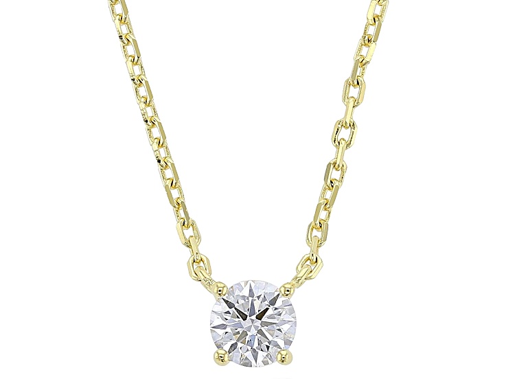 Round White Lab-Grown Diamond G-H SI 18K Yellow Gold Over Sterling Silver Necklace 0.25ct