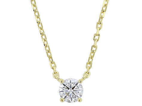 Round White Lab-Grown Diamond G-H SI 18K Yellow Gold Over Sterling Silver Necklace 0.25ct