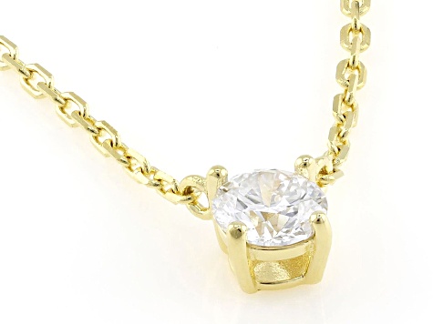 Round White Lab-Grown Diamond G-H SI 18K Yellow Gold Over Sterling Silver Necklace 0.25ct