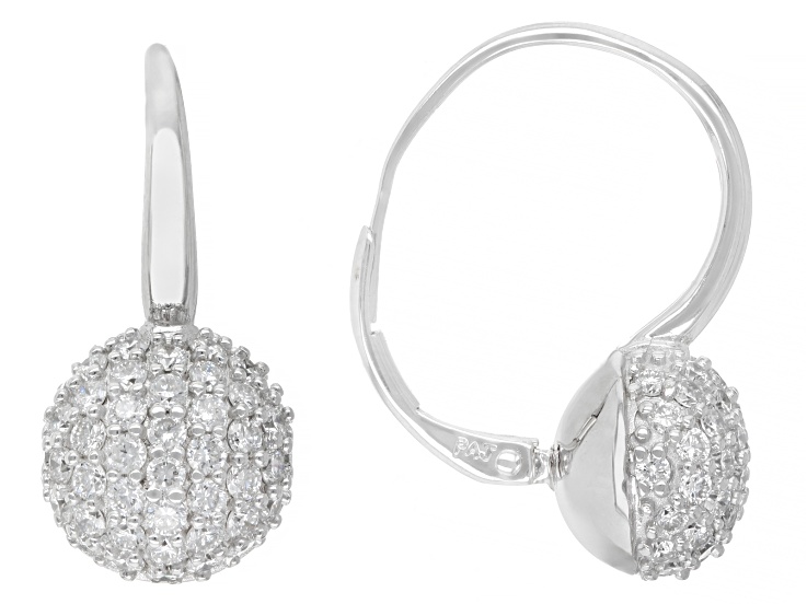 Round White Lab-Grown Diamond G-H SI Rhodium Over Sterling Silver Earrings 1.35ctw